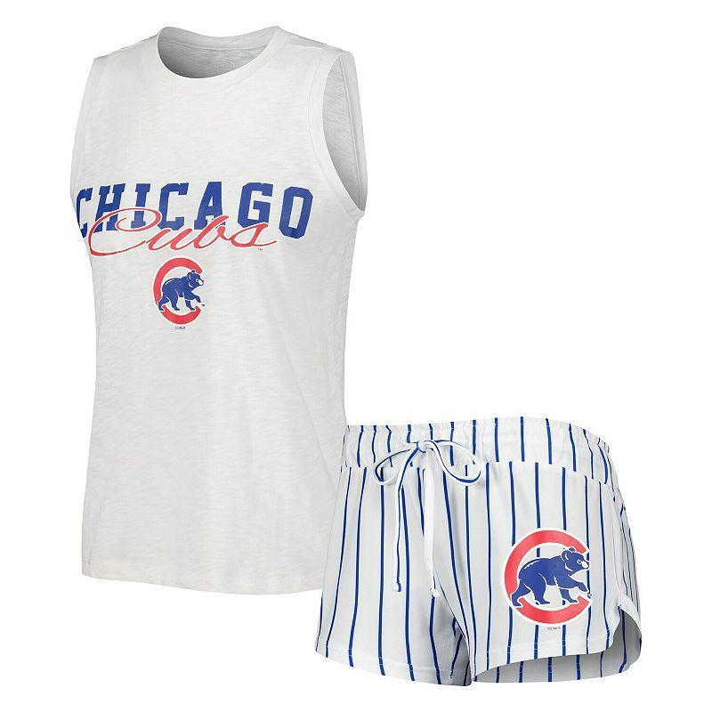 Womens Concepts Sport White Chicago Cubs Reel Pinstripe Tank Top & Shorts Sleep Set Product Image