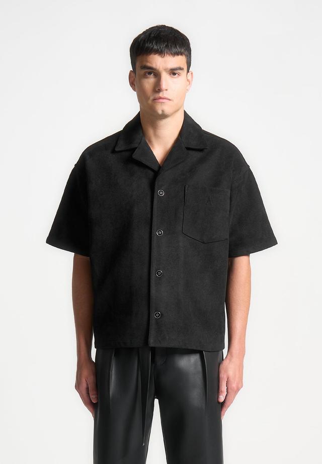 Boxy Suede Shirt - Black Male Product Image