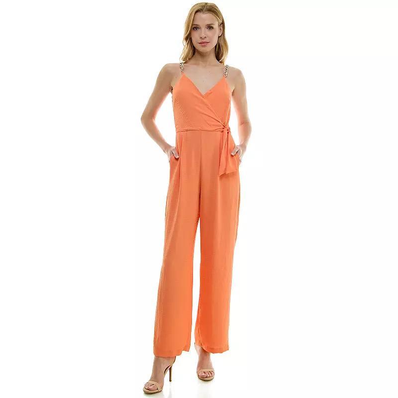 Womens Luxology Faux-Wrap Trim Detail Jumpsuit Product Image