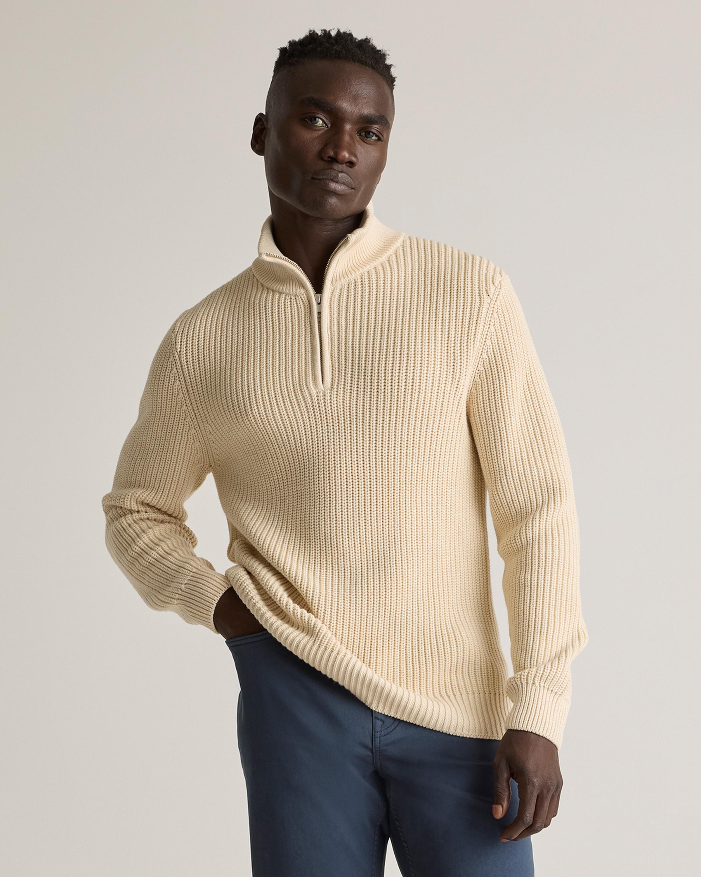 100% Organic Cotton Fisherman Quarter-Zip Sweater Product Image