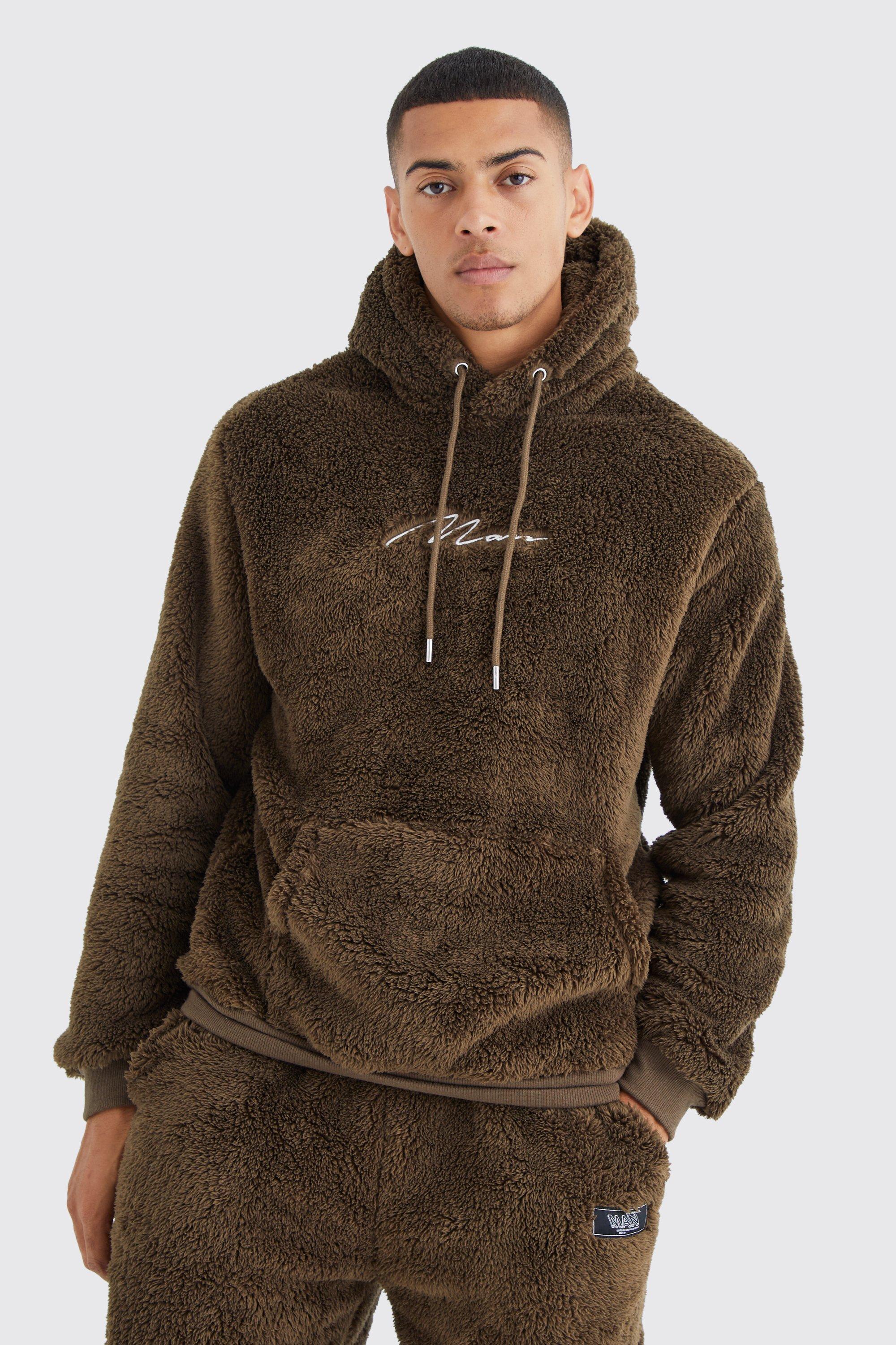 Man Signature Borg Over The Head Hoodie | boohooMAN USA Product Image