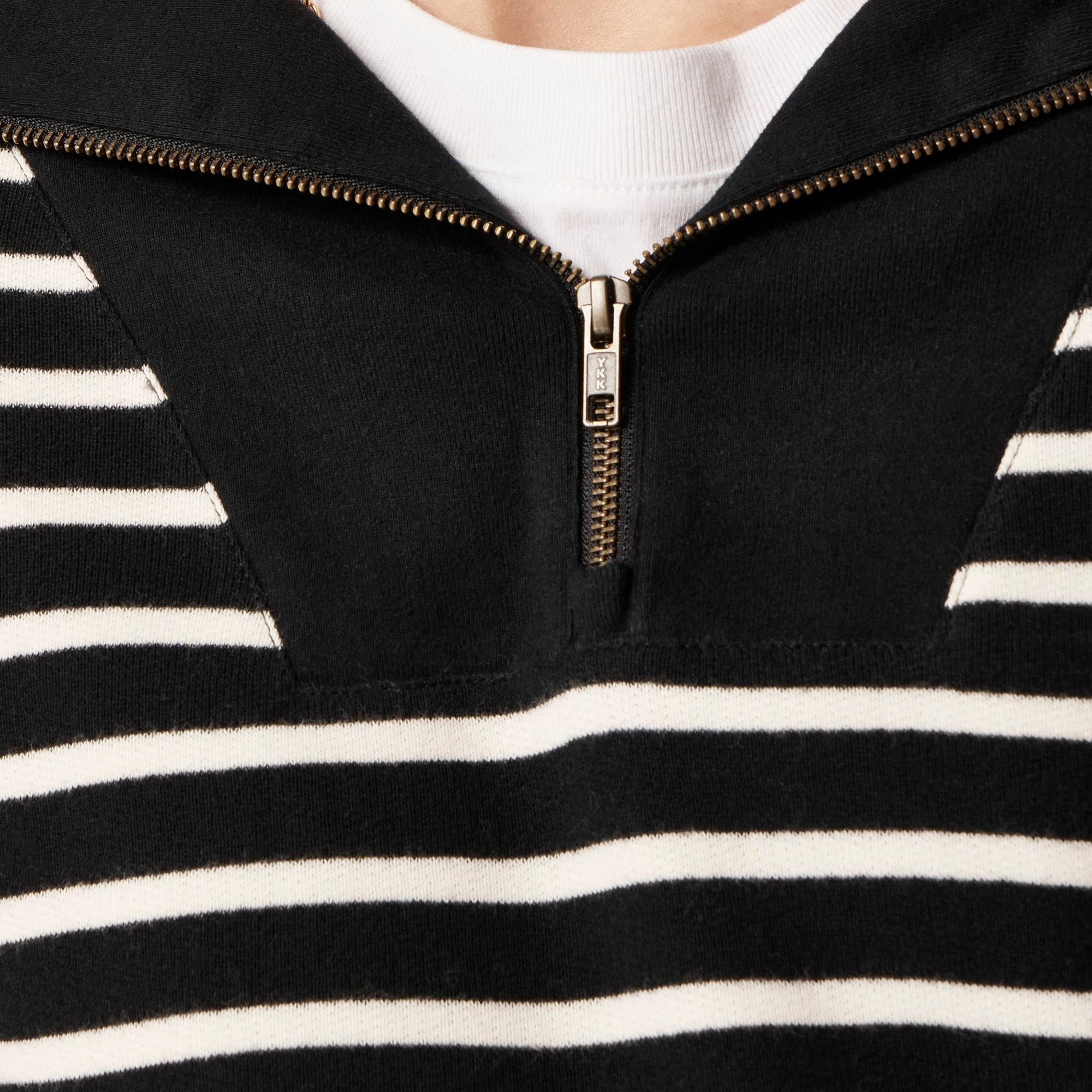 Heritage terry three-quarter zip sweatshirt in stripe Product Image