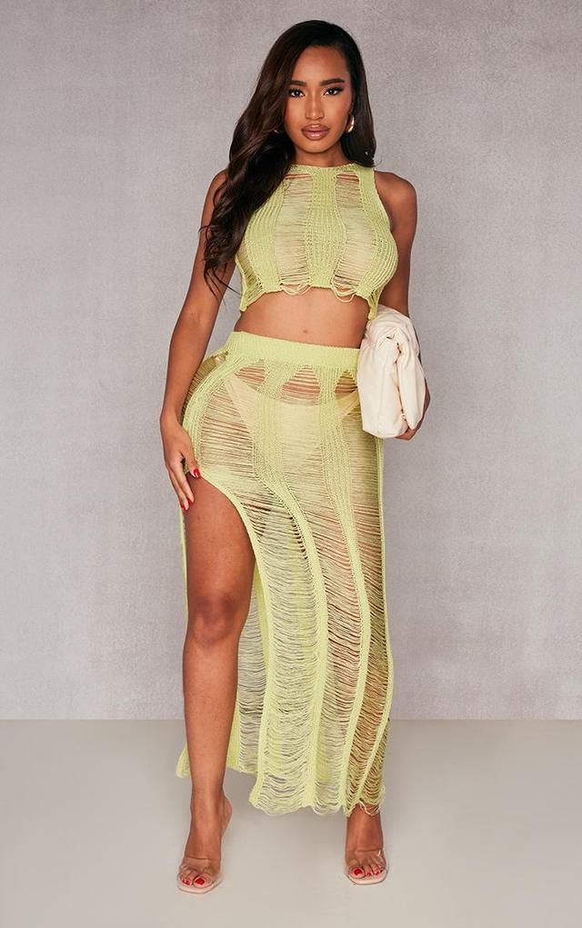 Shape Lime Knit Ladder Maxi Skirt Product Image