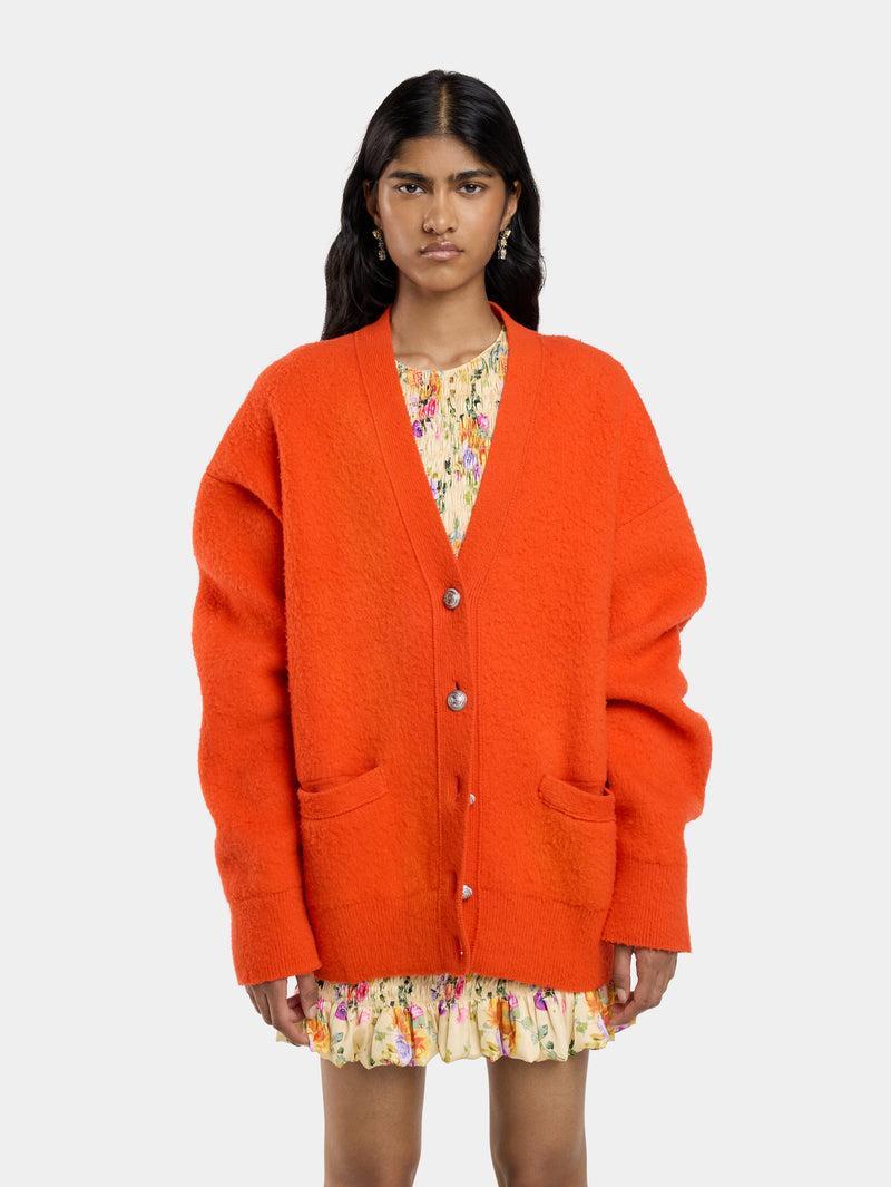 ORANGE OVERSIZED WOOL CARDIGAN Product Image