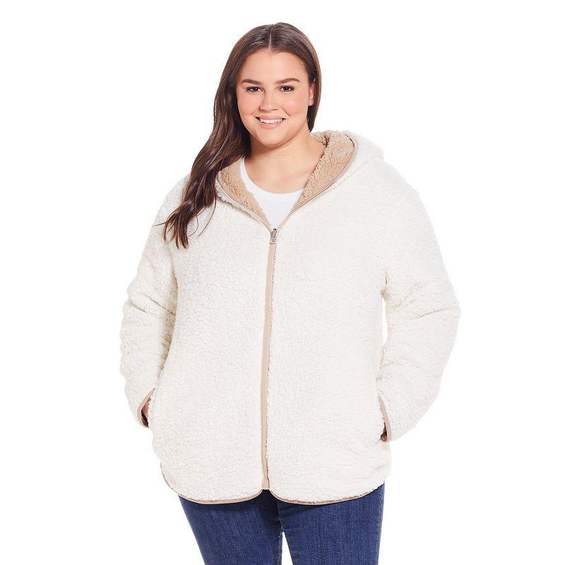 Plus Size Weathercast Reversible Zip Front Fleece Jacket, Womens Product Image