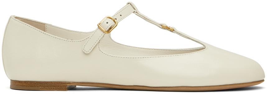 CHLOÉ Marcie Patent Mary Jane Ballerina Flats In Eggshell Product Image