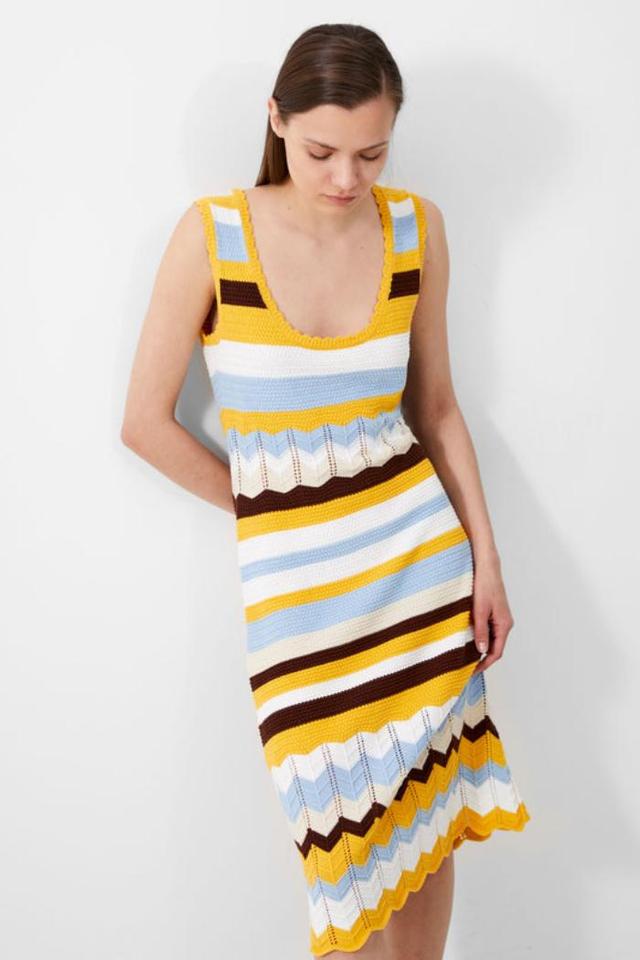 Nellis Cotton Striped Crochet Dress Product Image