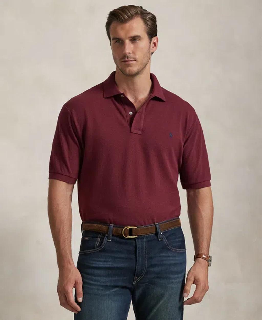 Men's Big & Tall The Iconic Mesh Polo Shirt In Red Product Image