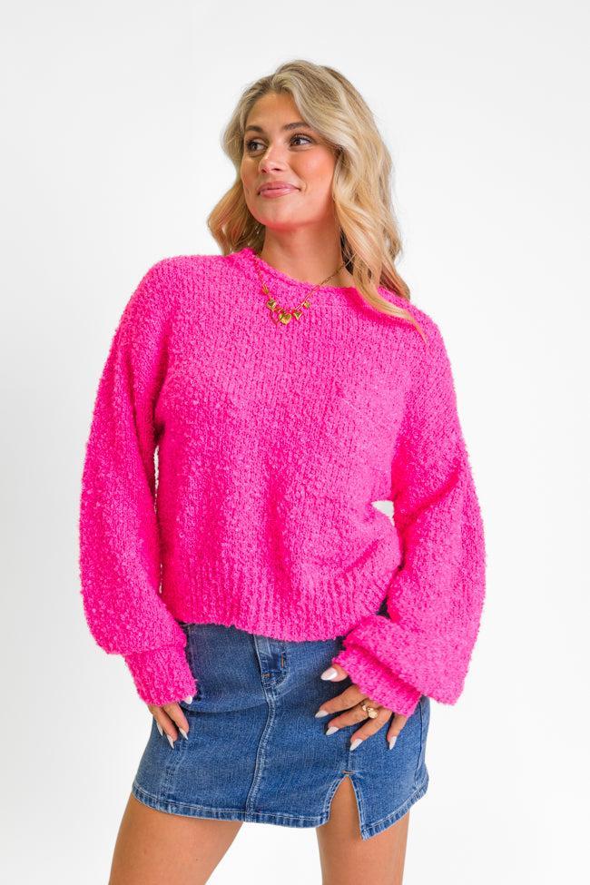 Longer Nights Magenta Fuzzy Pocketed Sweater Product Image