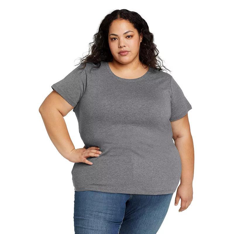 Plus Size Eddie Bauer Favorite Short Sleeve Crewneck Tee, Womens Medium Grey Gray Product Image