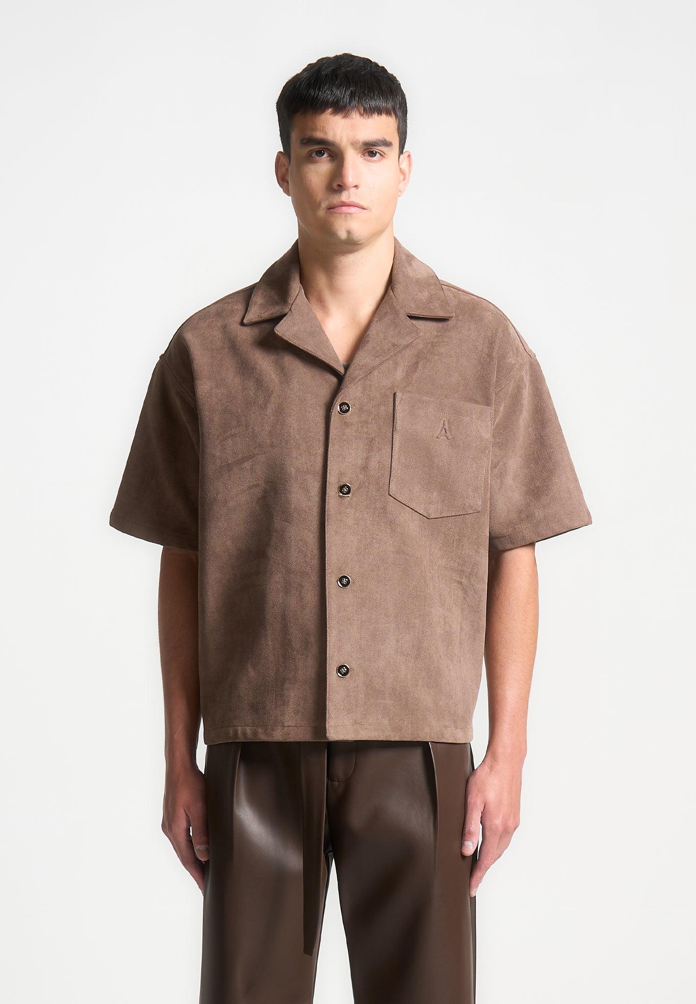 Boxy Suede Shirt - Brown Male Product Image