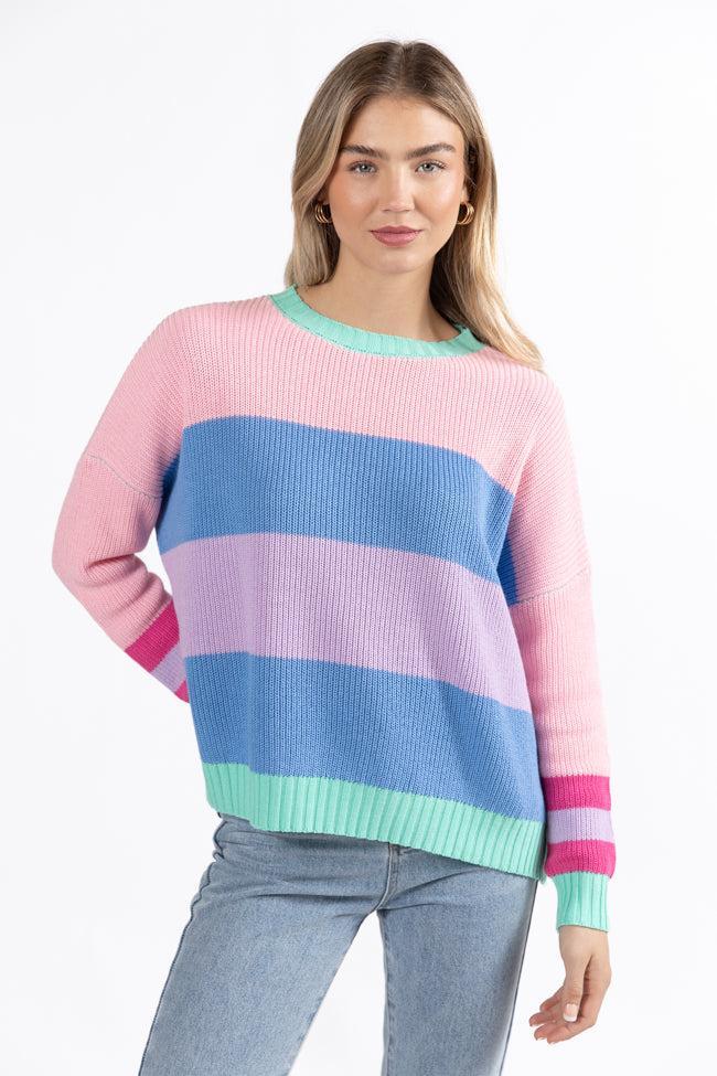 Break The Ice Multi Color Oversized Stripe Sweater FINAL SALE Product Image