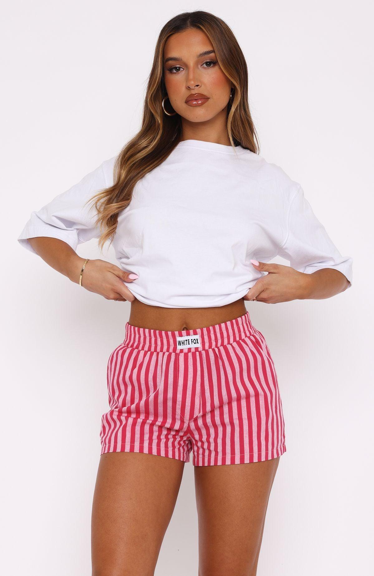 Living For It Shorts Pink Stripe Product Image