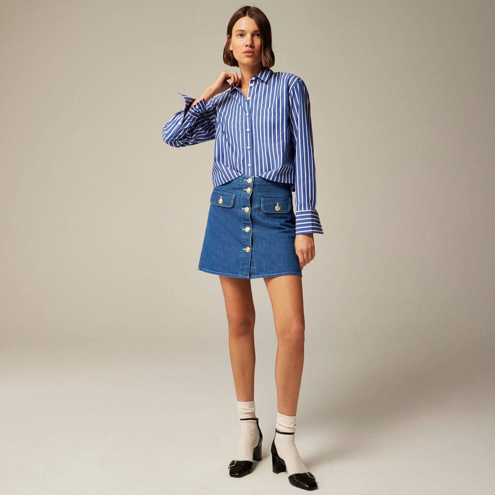 Button-front denim mini skirt product image