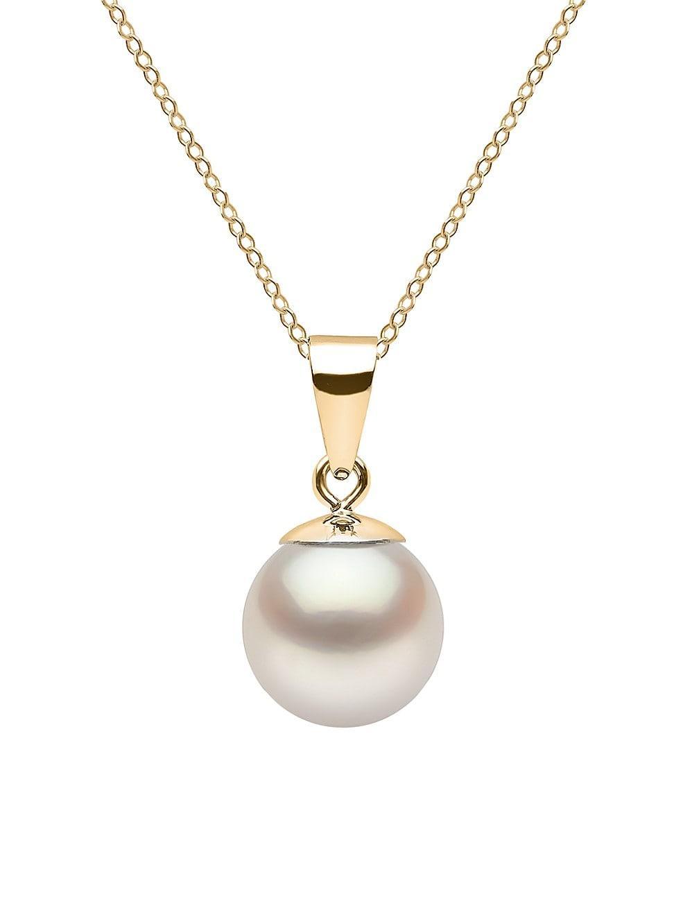 Womens 14K Yellow Gold & 8-9MM White Freshwater Pearl Pendant Necklace Product Image