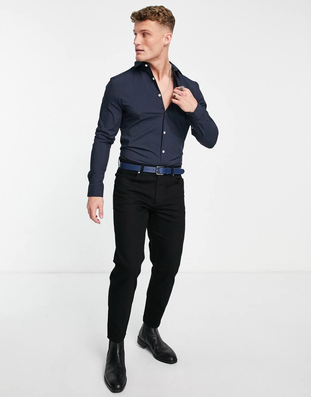 ASOS DESIGN stretch slim fit work shirt Product Image