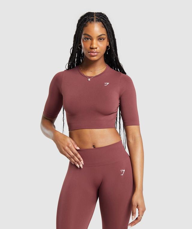 Gymshark Everyday Seamless Crop Top - Burgundy Brown Female Product Image