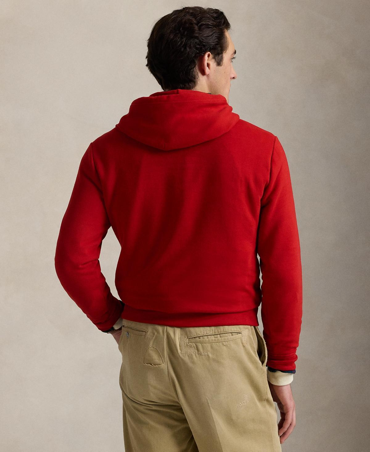 POLO RALPH LAUREN The Rl Fleece Plaid-logo Hoodie In Red Product Image