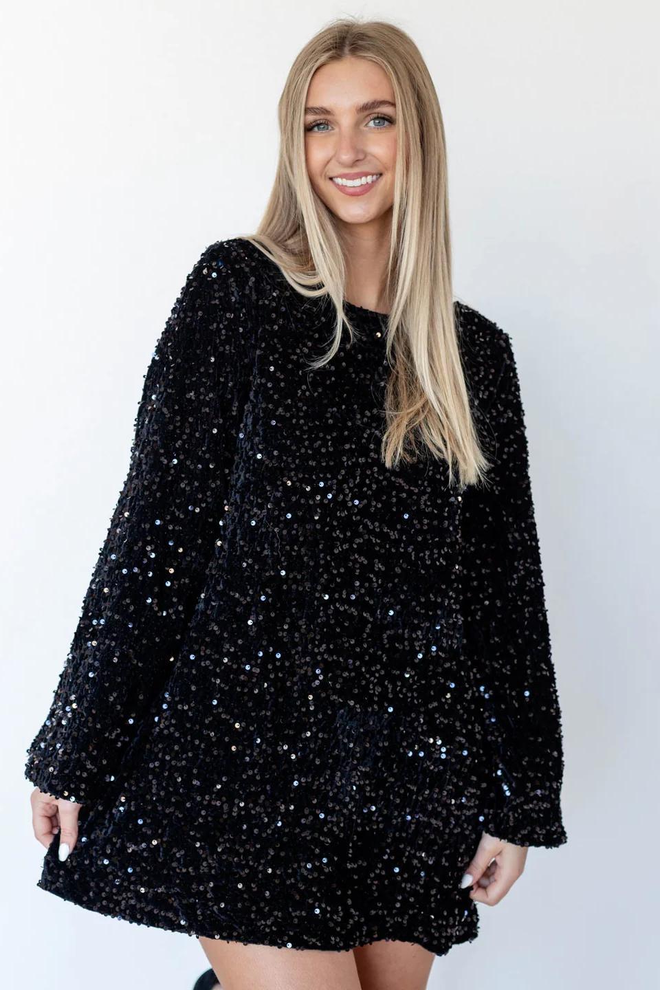 Velvet Sequin Mini Dress Product Image