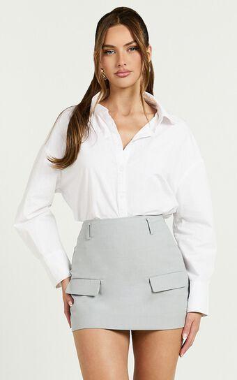 Haidy Skort - Mid Waisted Tailored Mini Skort in Grey Product Image