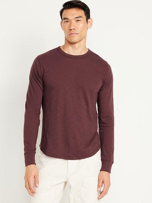 Curved-Hem Slub-Knit T-Shirt Product Image