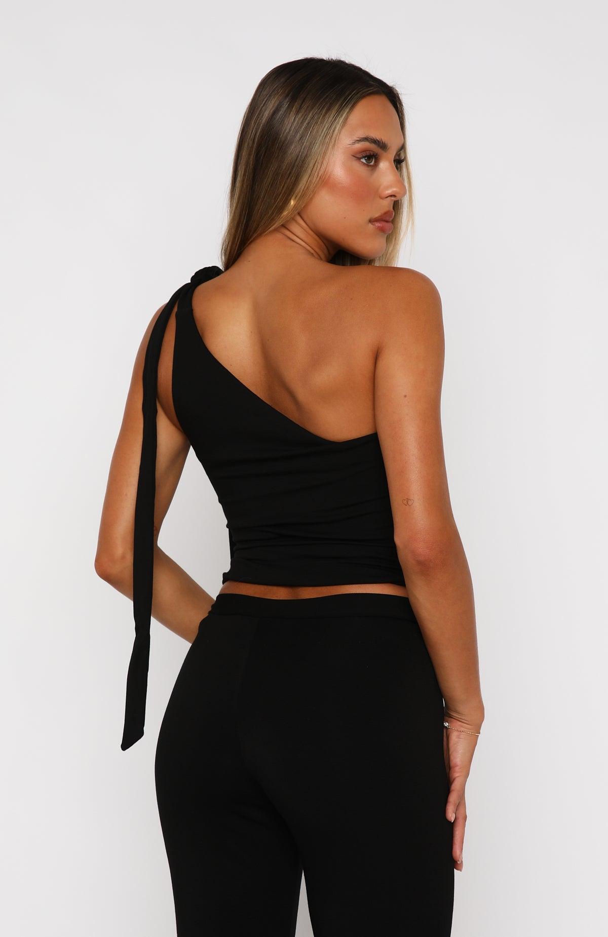 Reckless Romance One Shoulder Top Black Product Image