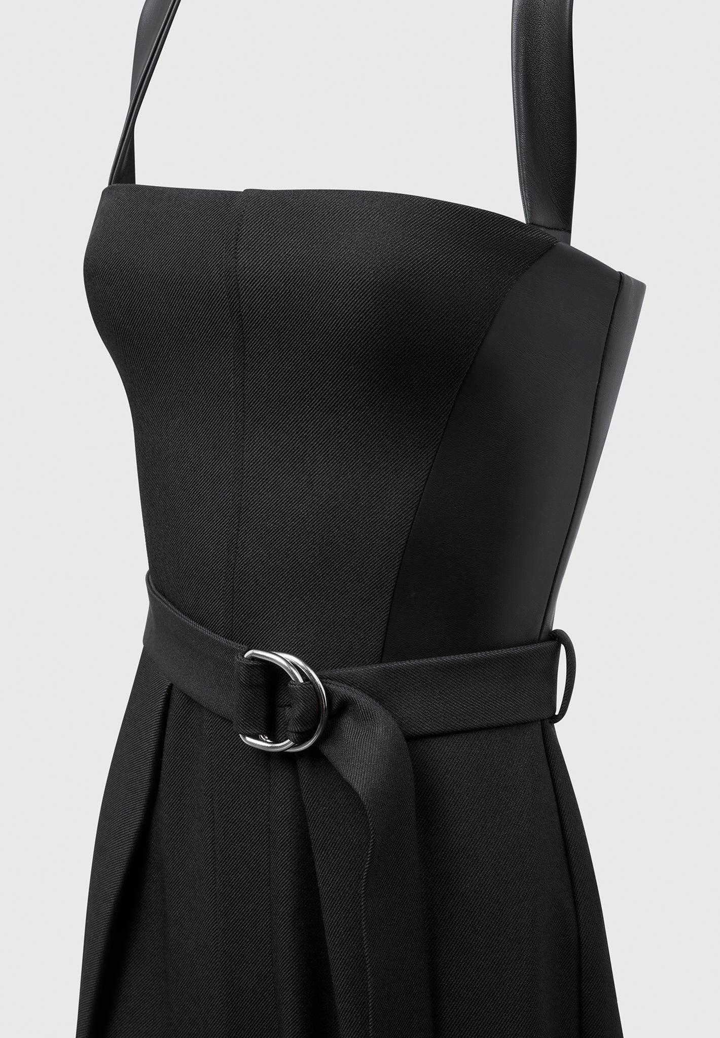 Tailored Pleat Jumpsuit with Belt - Black Female Product Image