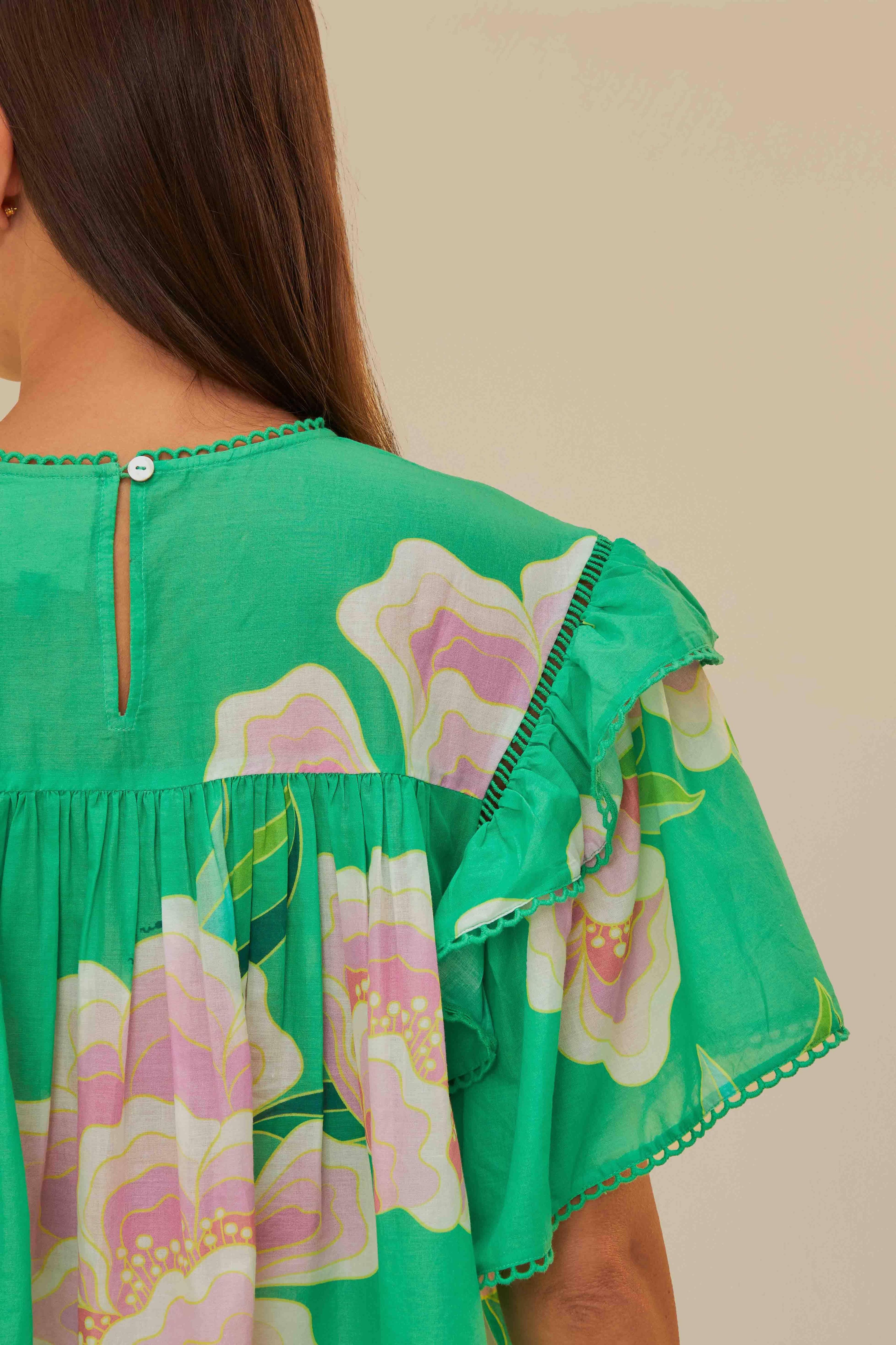 Green Floral Vibing Blouse Product Image