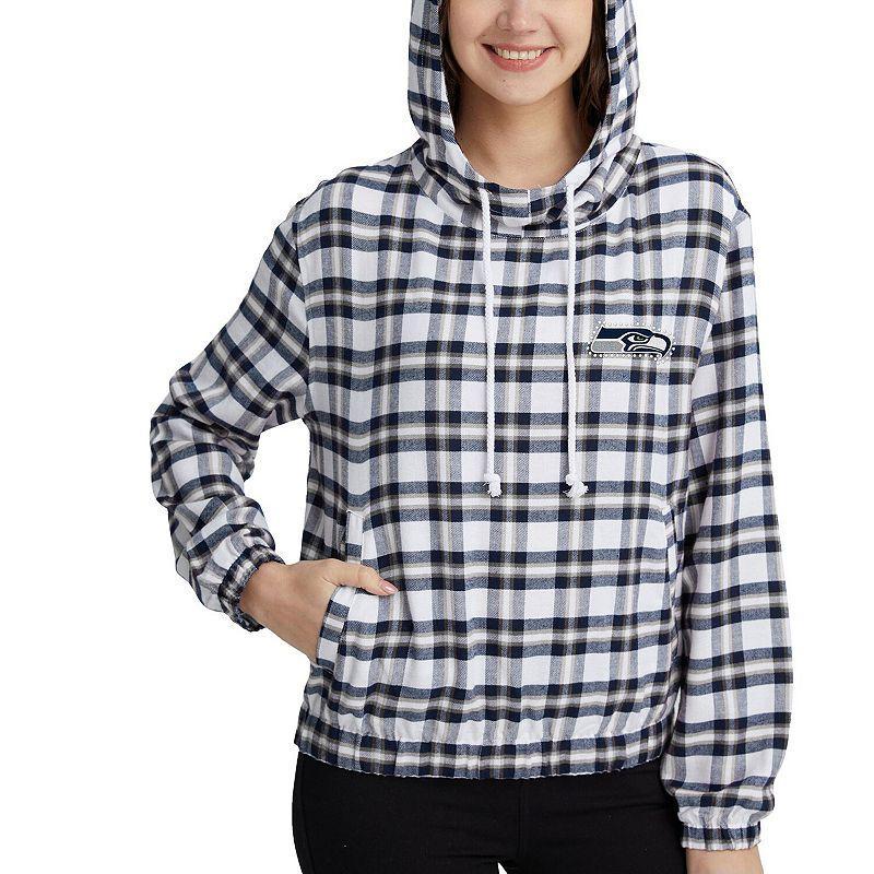 Womens Concepts Sport /Gray Seattle Seahawks Sienna Flannel Long Sleeve Hoodie Top Blue Product Image