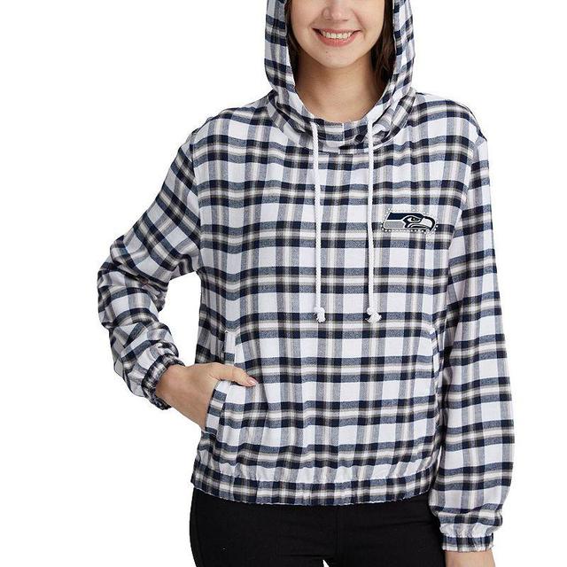 Womens Concepts Sport /Gray Seattle Seahawks Sienna Flannel Long Sleeve Hoodie Top Blue Product Image