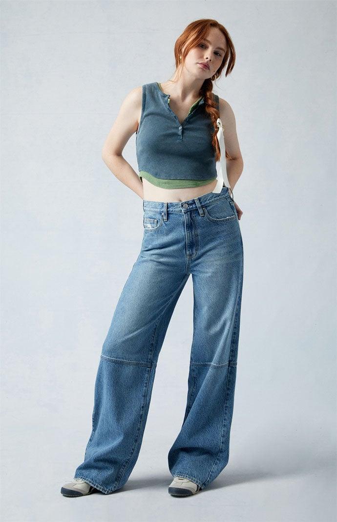 Women's Eco Paneled Mid Rise Baggy Jeans - Product Image