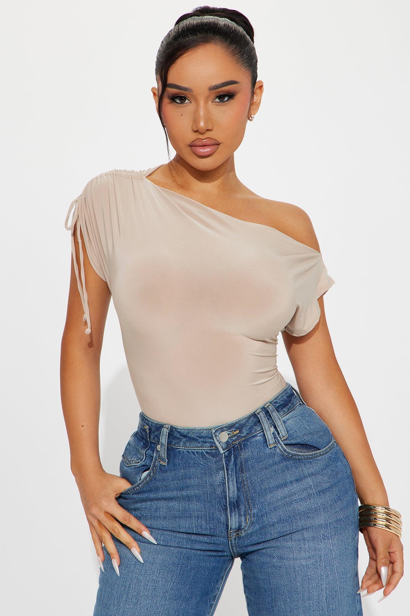 Julianne Off Shoulder Bodysuit - Taupe Product Image