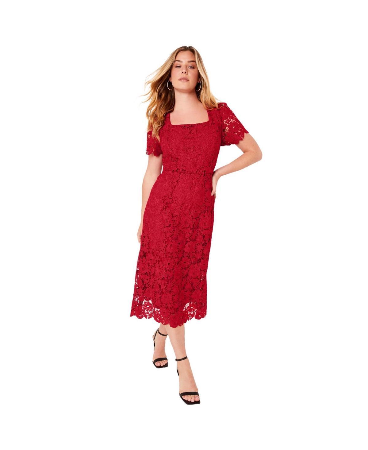 June + Vie Womens June + Vie Square-Neck Lace Jessica Dress Product Image