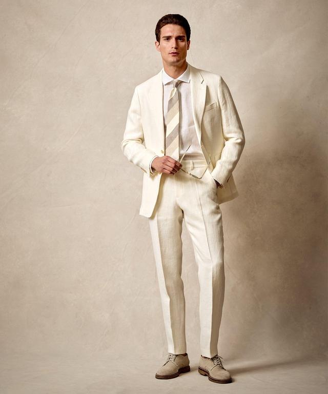 White Broken Herringbone Sutton Trouser Product Image