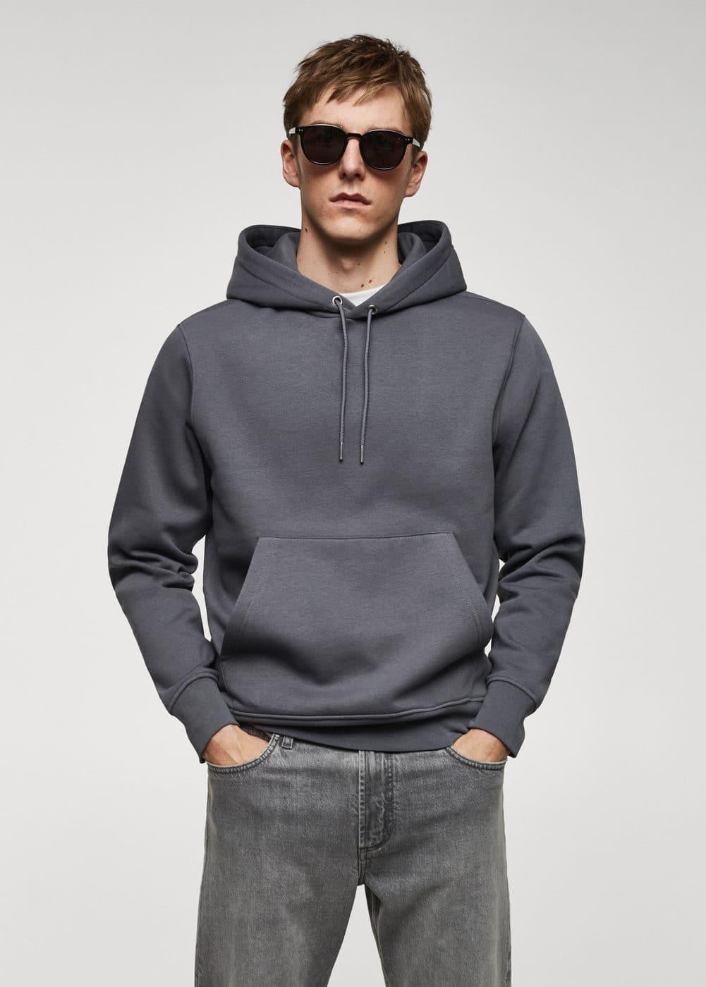 MANGO MAN - Cotton kangaroo-hooded sweatshirt dark greyMen Product Image