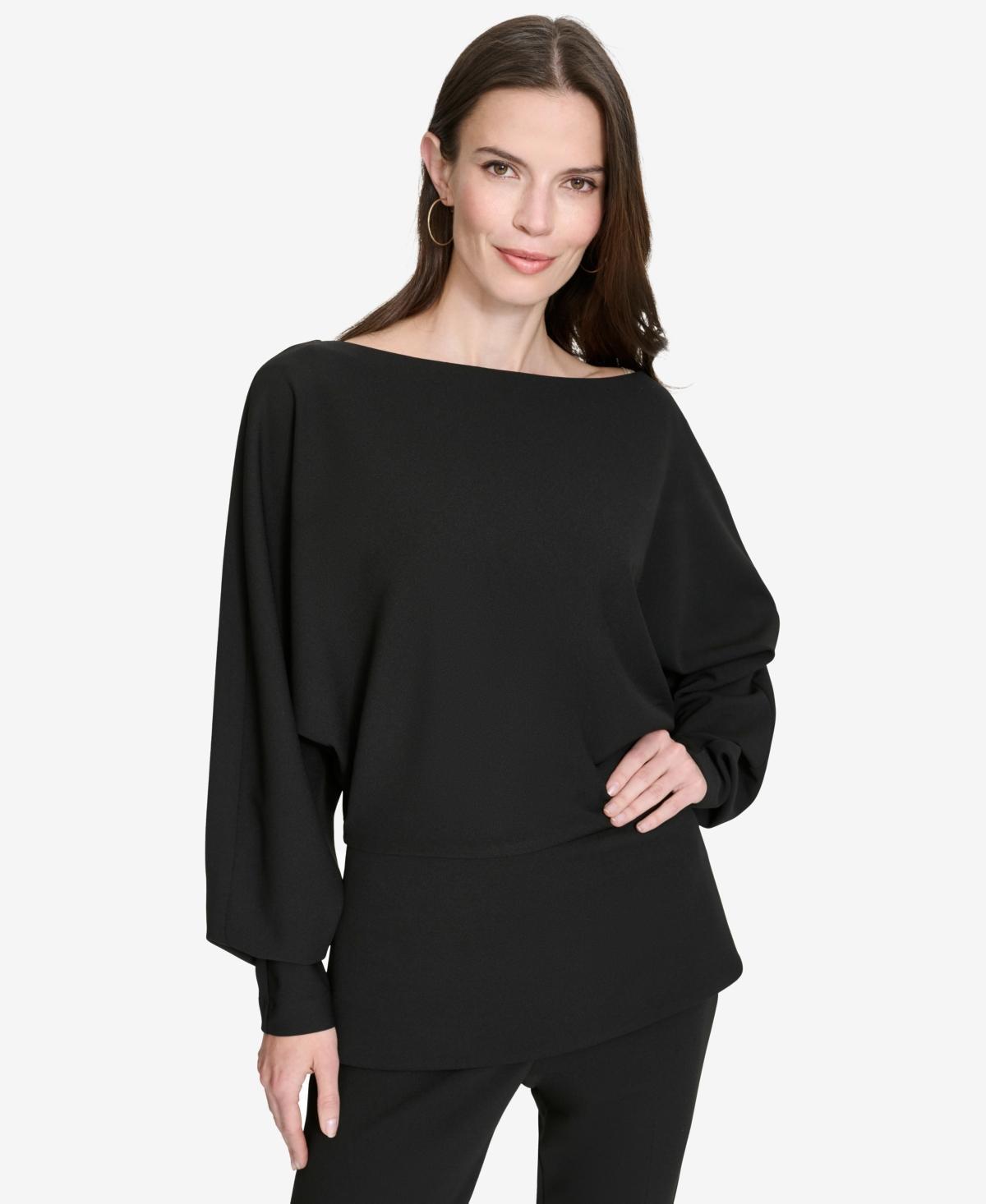 Halston Womens Dolman-Sleeve Boat-Neck Peplum Top Product Image