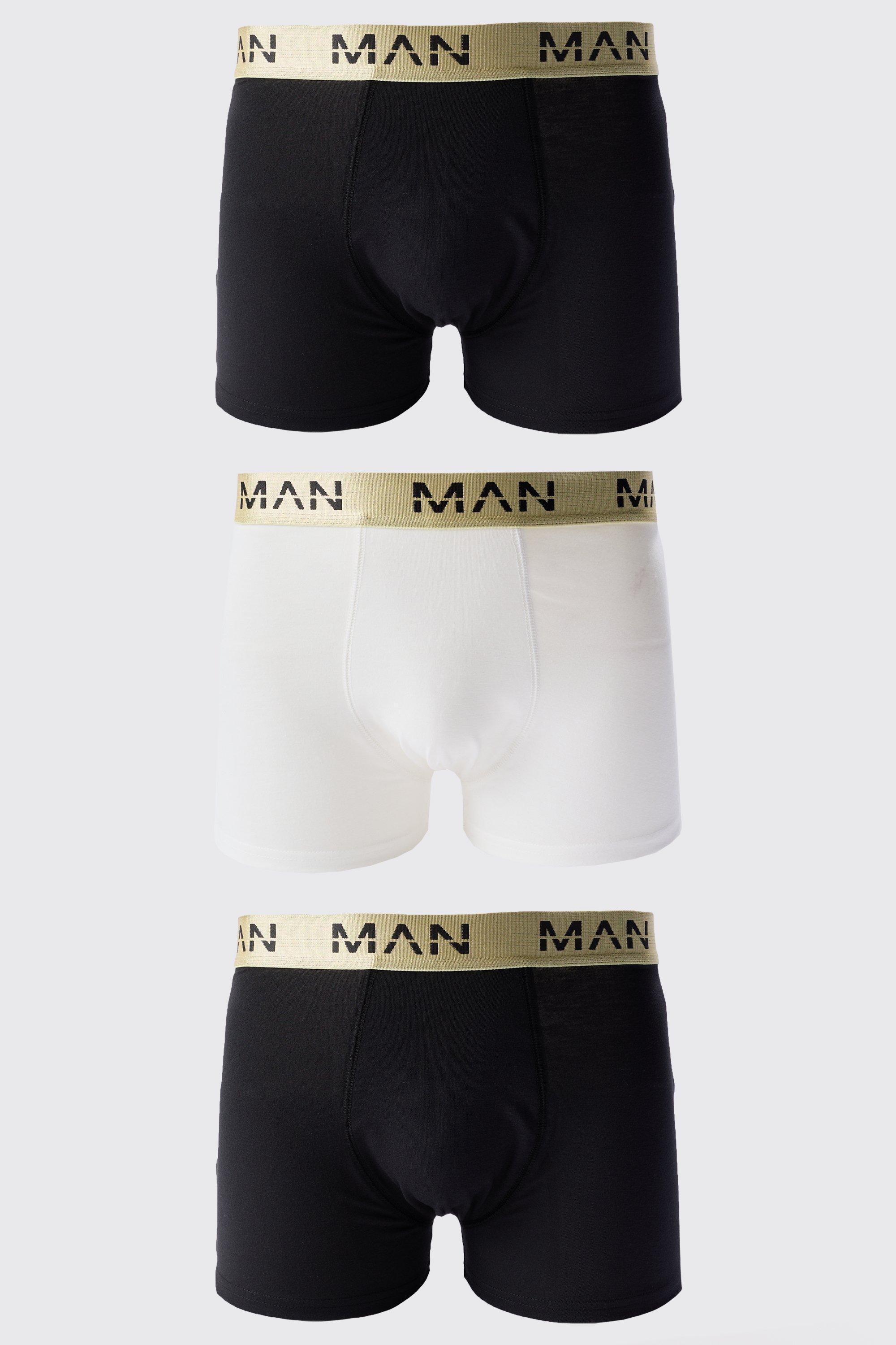 3 Pack Man Roman Gold Waistband Boxers In Multi | boohooMAN USA Product Image