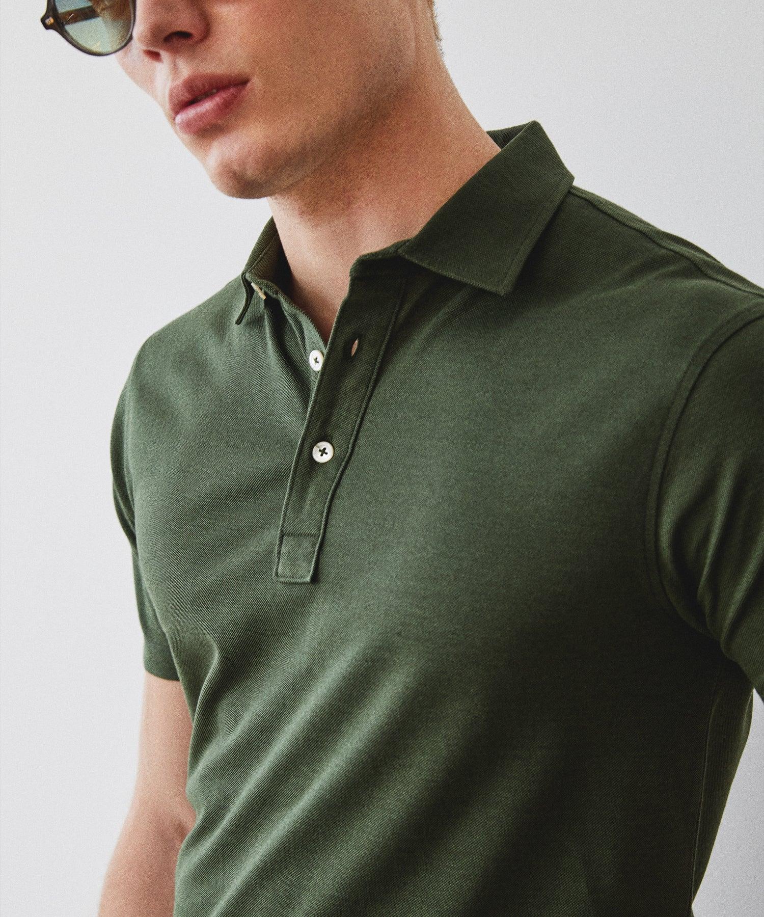 Fine Pique Polo in Olive Product Image