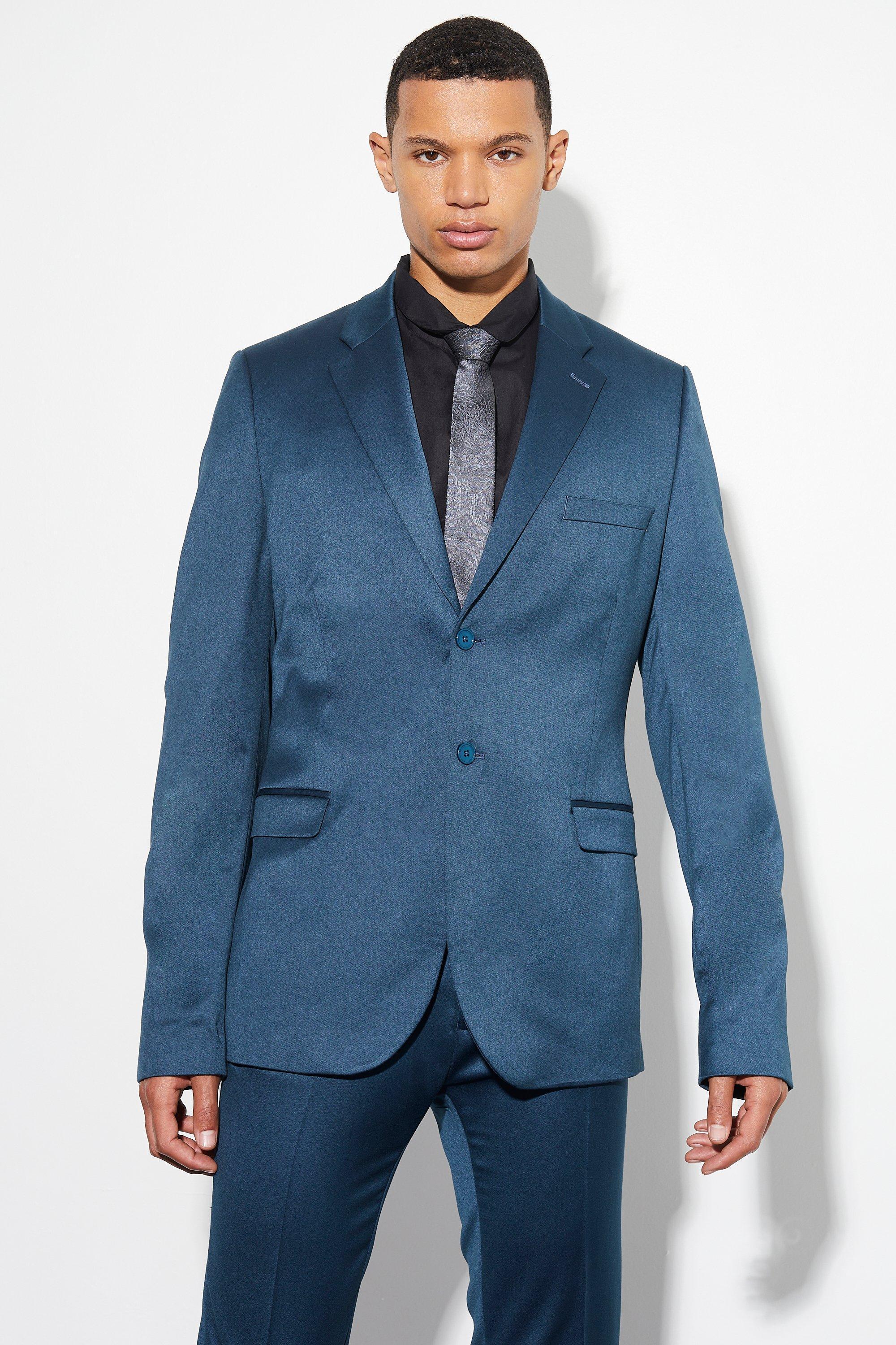 Tall Skinny Satin Suit Jacket | boohooMAN USA Product Image