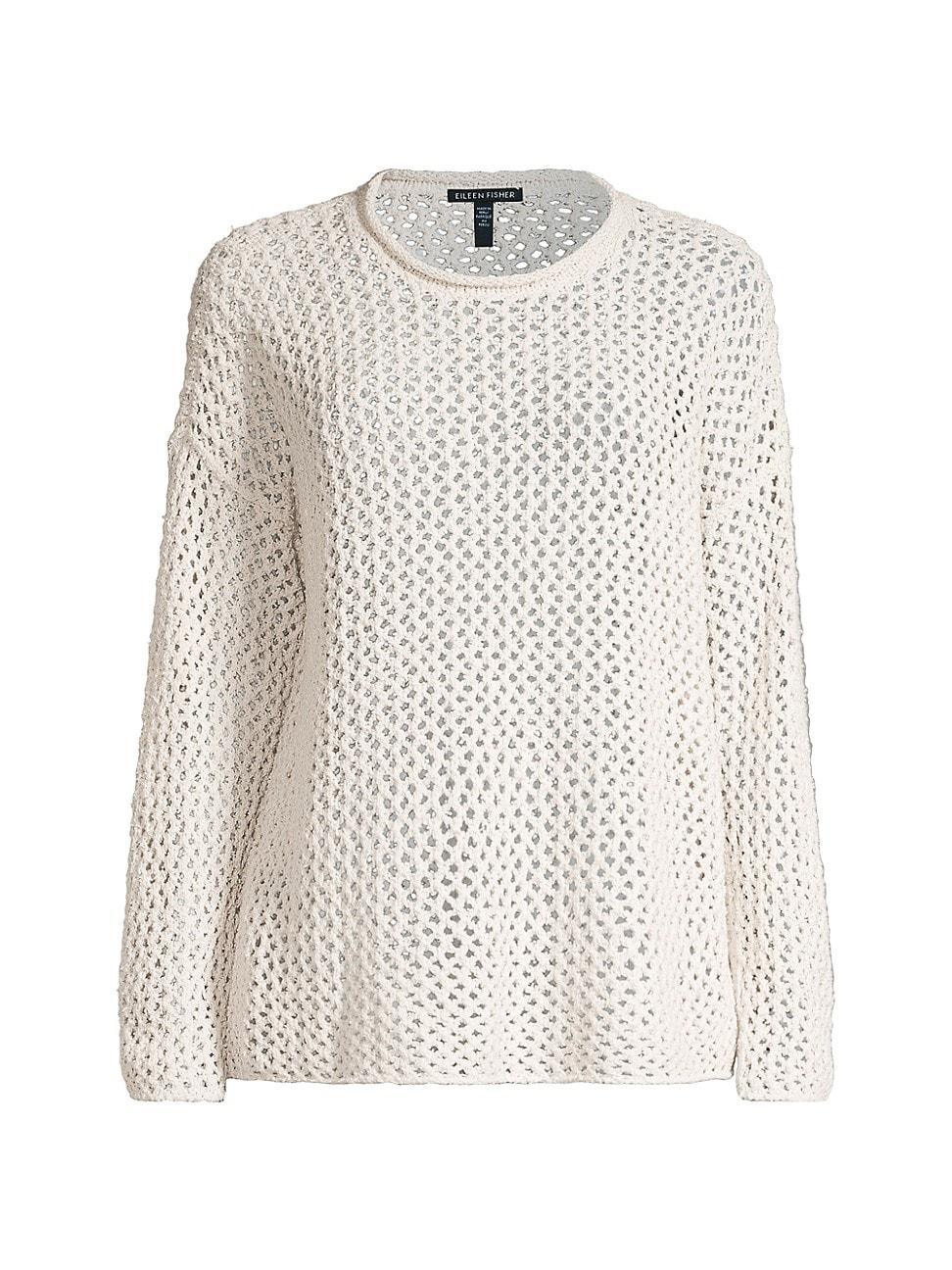 Eileen Fisher Cotton Crewneck Mesh Sweater Product Image