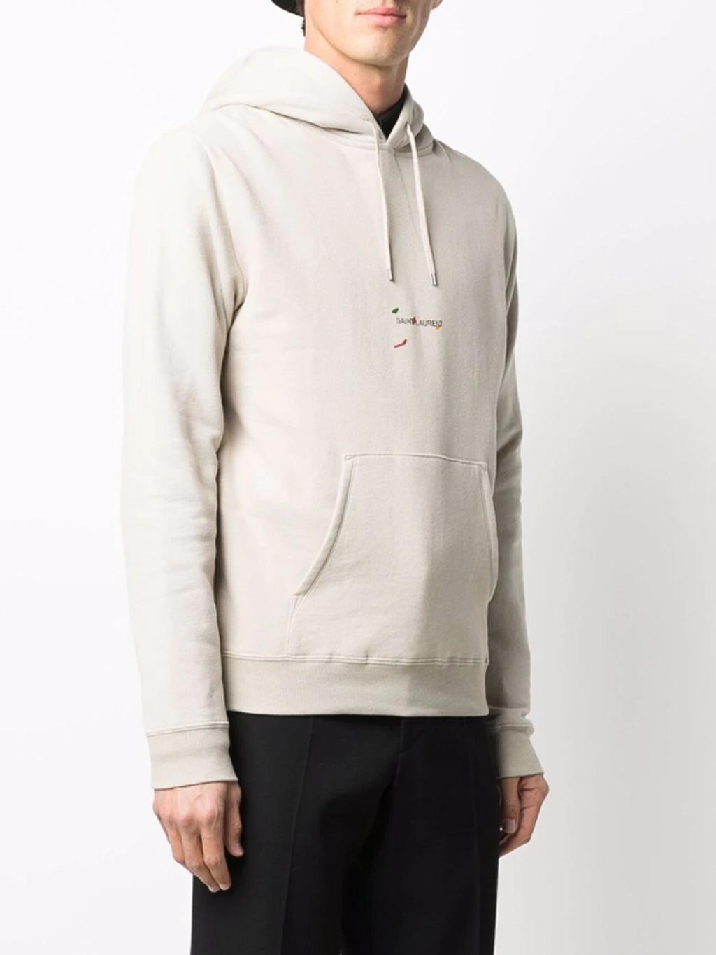 Painted Logo-print Hoodie In Beige Product Image