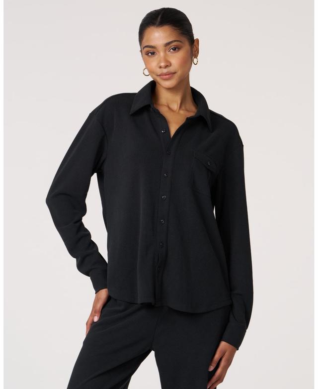 Rebody Active Womens Retreat Waffle Button Down Shirt For Women Product Image