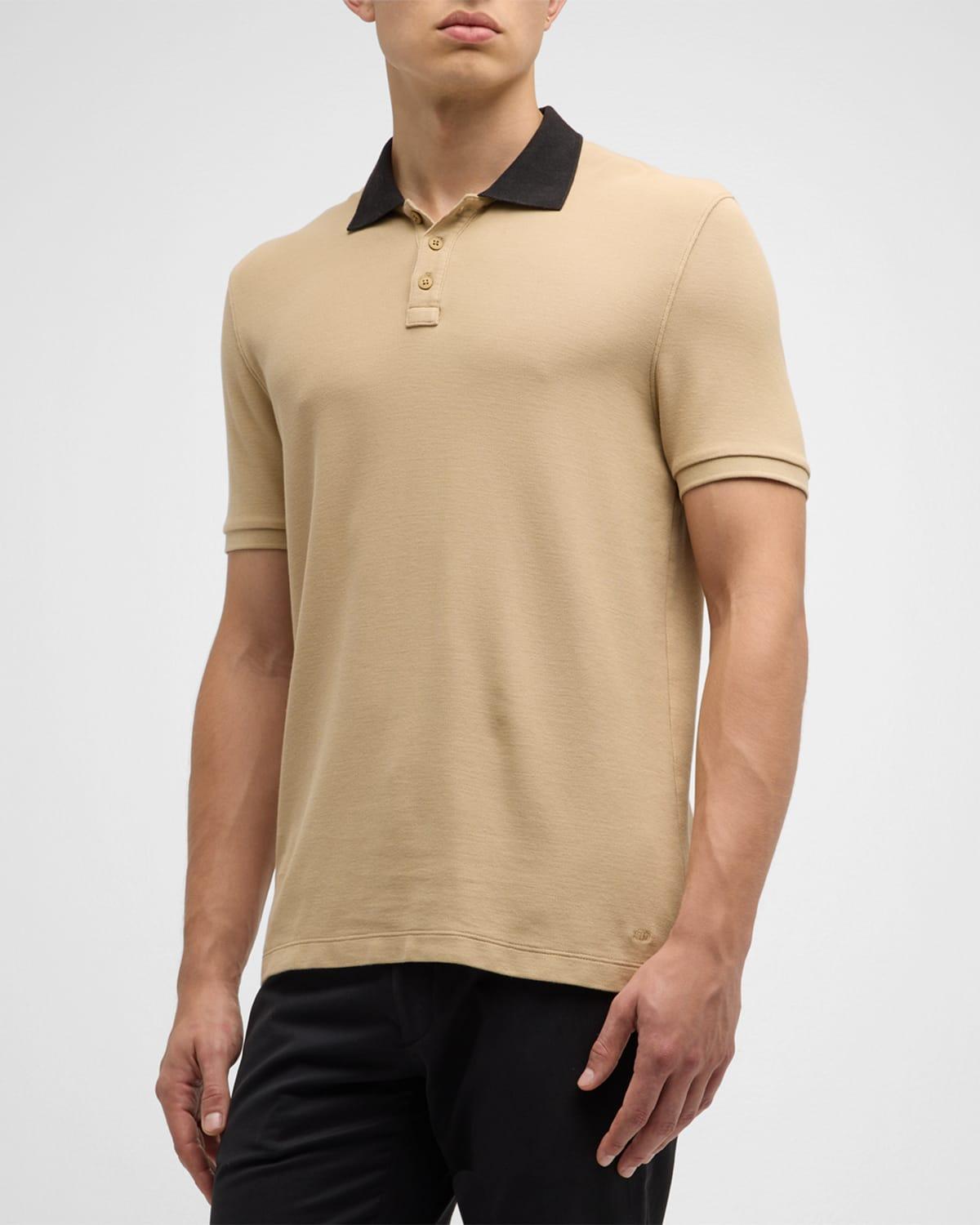 Mens Pique Contrast-Collar Polo Shirt Product Image