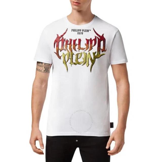 Rock Pp Rhinestone Logo Jersey T-shirt In White Product Image