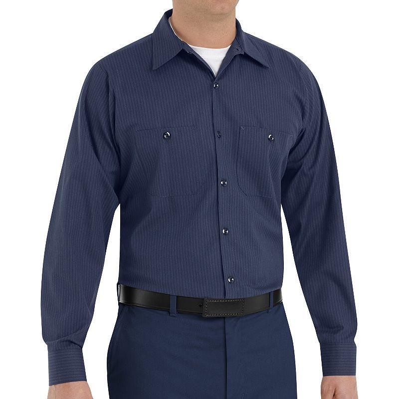 Mens Red Kap Classic-Fit Durastripe Striped Button-Down Work Shirt Light Blue Stripe Product Image