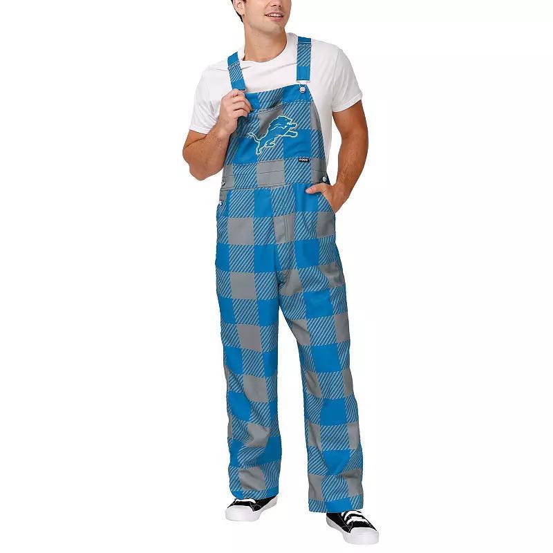 Mens FOCO Detroit Lions Big Logo Plaid Overalls Product Image