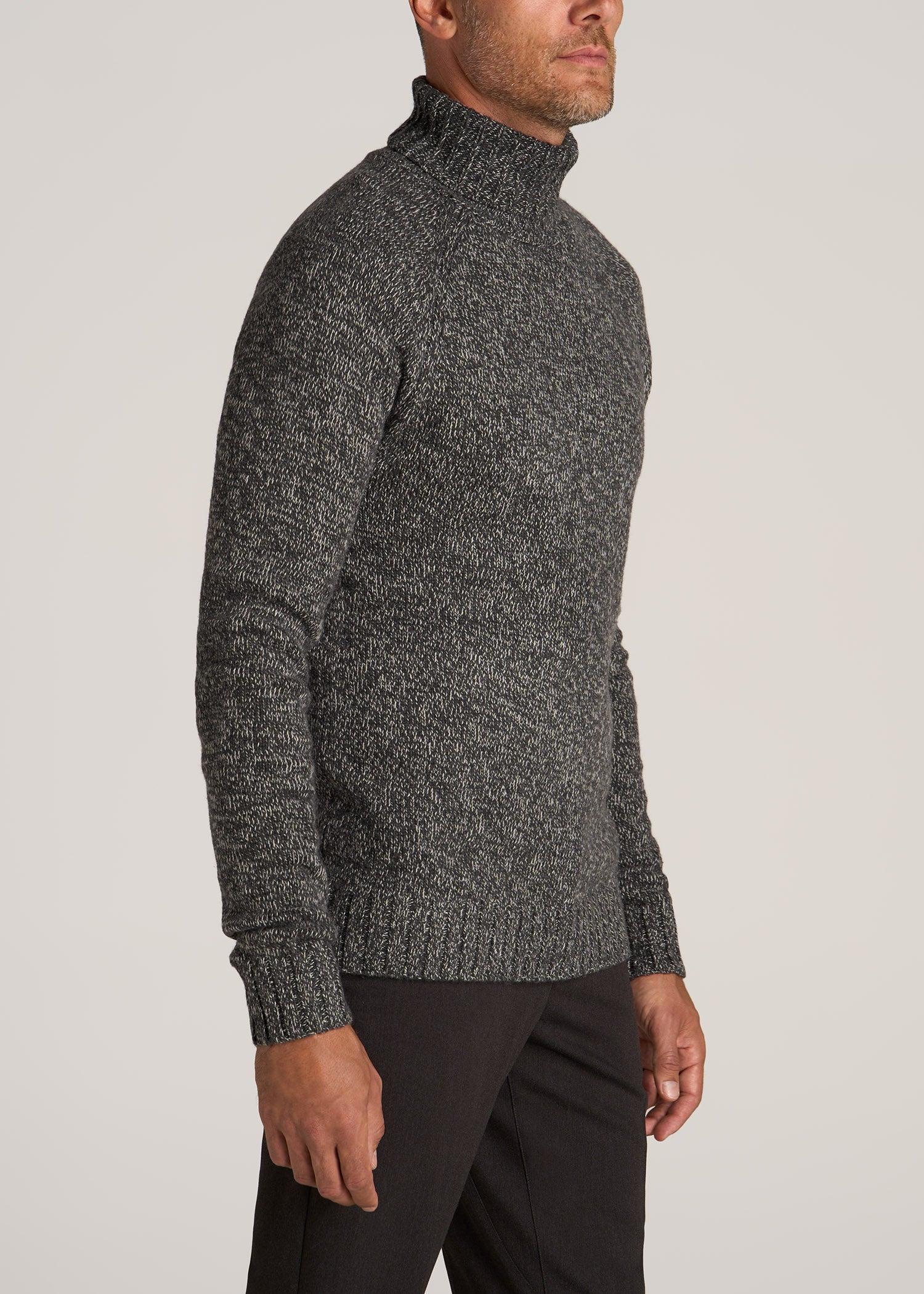 Wool Blend Marled Men's Tall Turtleneck in Charcoal Multi Male Product Image