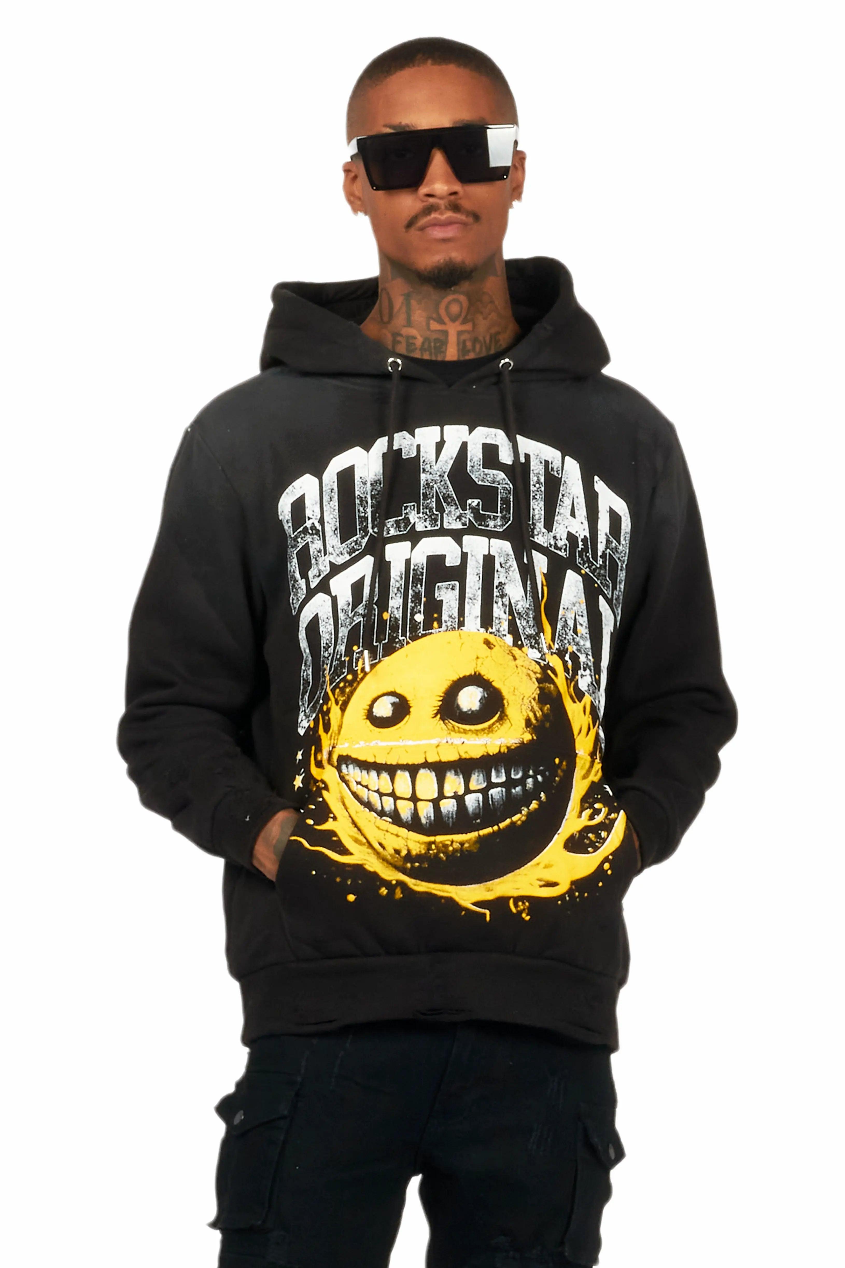 Chuffed Black Graphic Hoodie Male Product Image