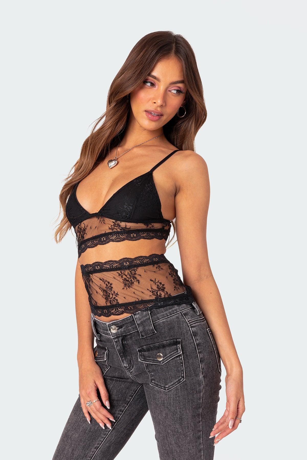 Spice Cut Out Sheer Lace Tank Top Product Image