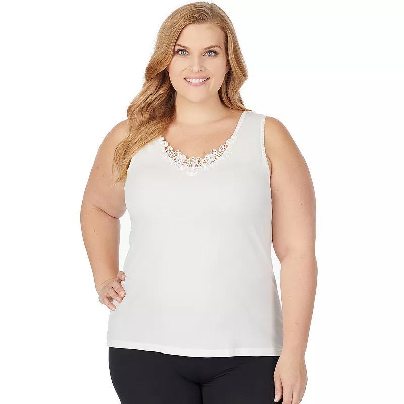 Plus Size Cuddl Duds SofTech Venice Lace-Trim Tank Top, Womens Product Image